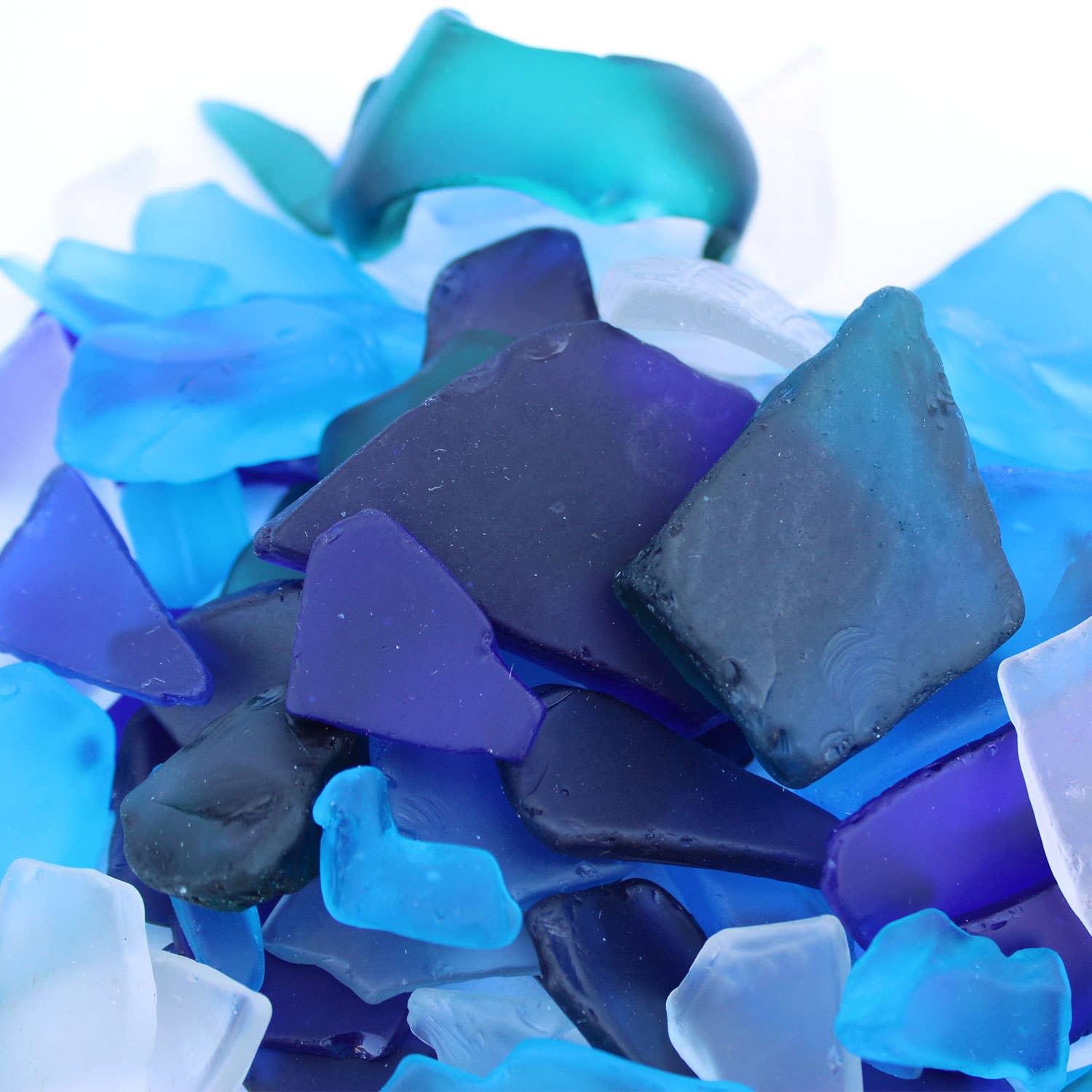 California Seashell Company - Wholesale Decorative Tabletop Object - Smooth & Chunky Assorted Blue Sea Glass for Crafts & Decor0