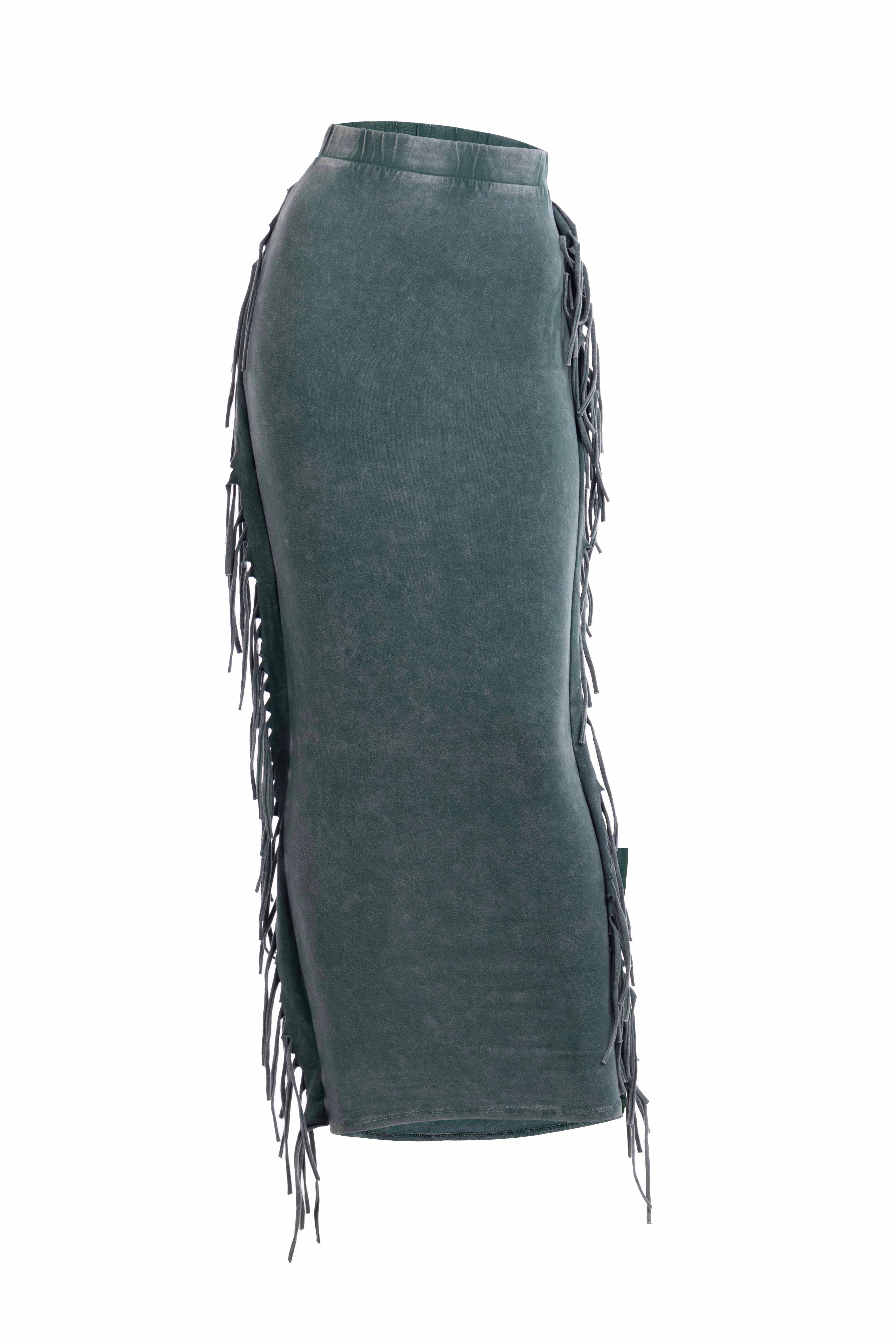 K Too - Vente Jupe – femme - Jupe longue à franges délavées minérales4