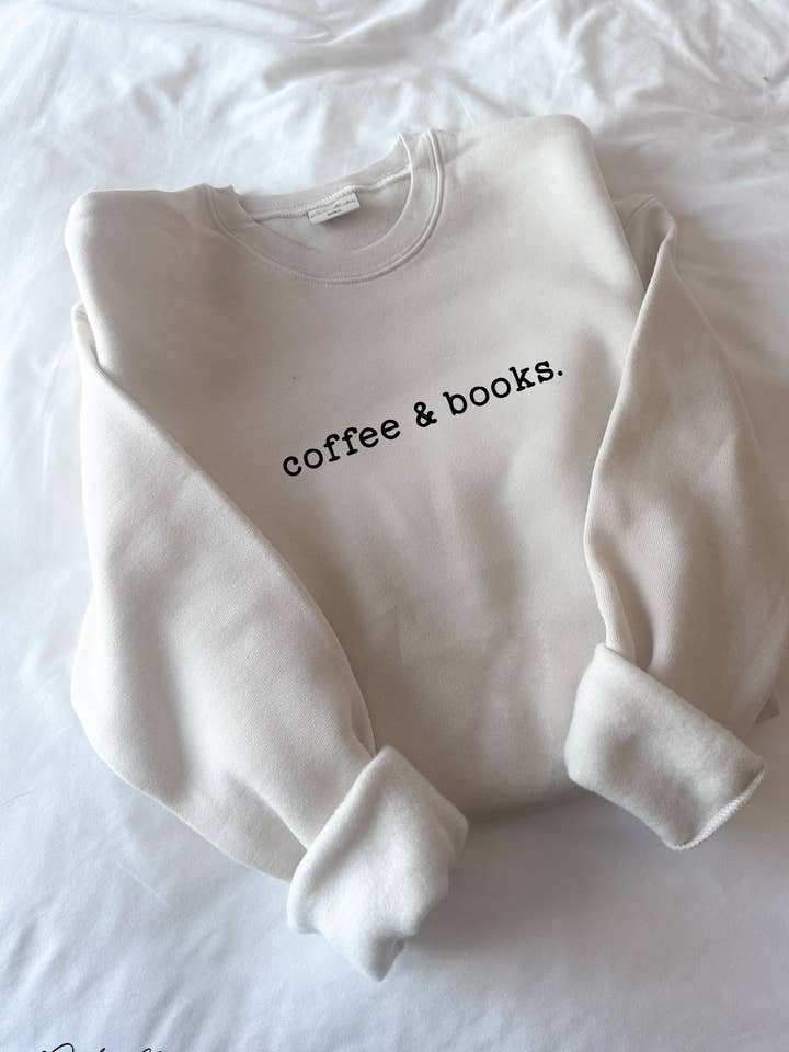 COFFEE AND BOOKS Graphic Sweatshirt for wholesale by OAT COLLECTIVE