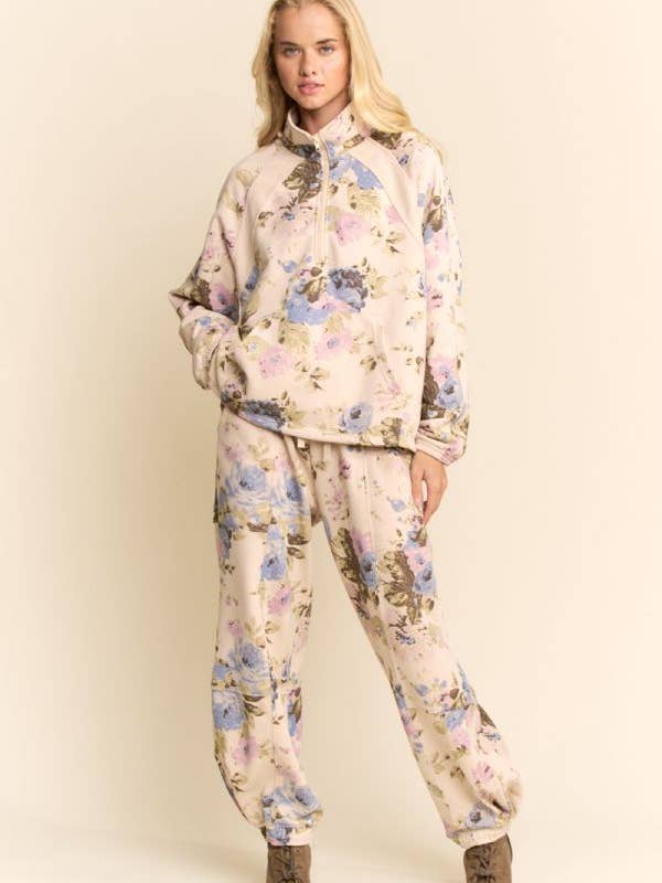 FLOWER PRINTED SWEATSHIRT TOP ELASTIC WAIST PANTS for wholesale by Davi & Dani