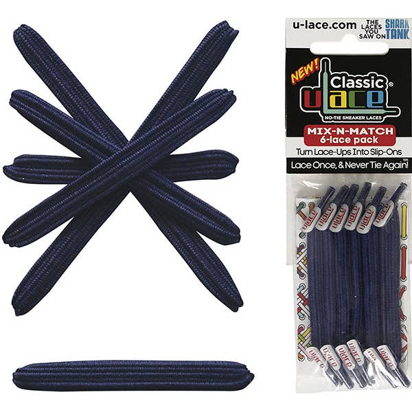 U-Lace Classic - No-Tie Laces - 6-Lace Pack - Light Navy for wholesale by U-Lace No-Tie Sneaker Laces