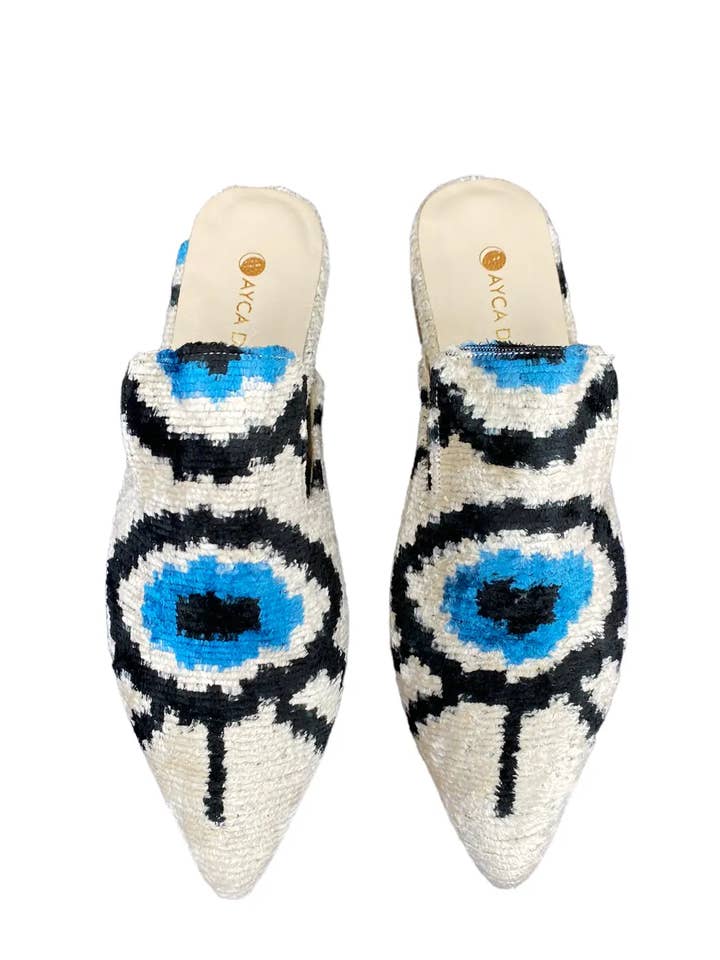 Slide punta punta Ikat de terciop para venta al por mayor de AYCA DESIGN