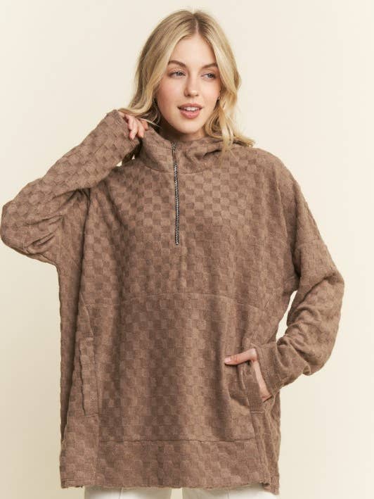 T5379HE10PL-Plus Mock Neck Lange Mouw Half Rits Hoodie To voor wholesale door Sunday Morning