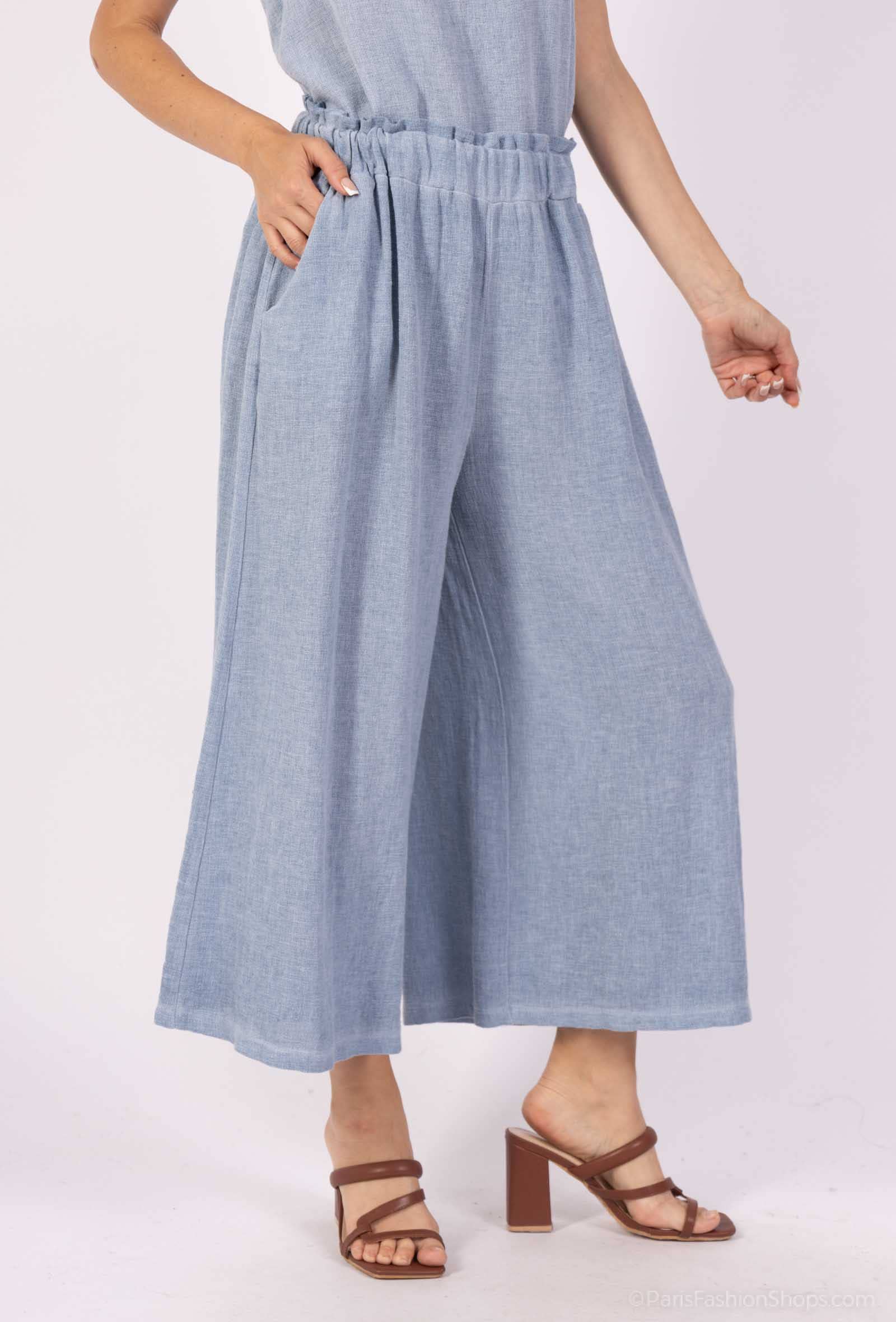 Shyloh - Wholesale Pants - Women's - Mid-length wide pants in cotton linen 2065123