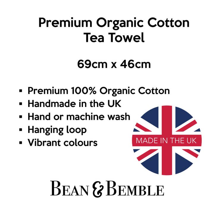 Bean and Bemble - Wholesale Tea Towel - Tea Towel - UK Made - Pink Leopard Print - Organic Cotton
