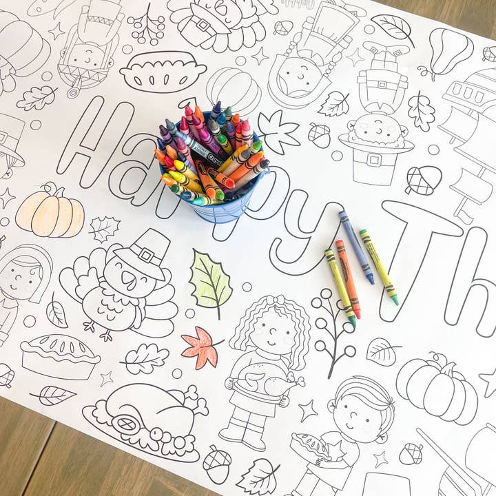 Party in a pinch - Wholesale Coloring Tablecloth - Kids & Baby - Thanksgiving Coloring Table Runner| Happy Thanksgiving1