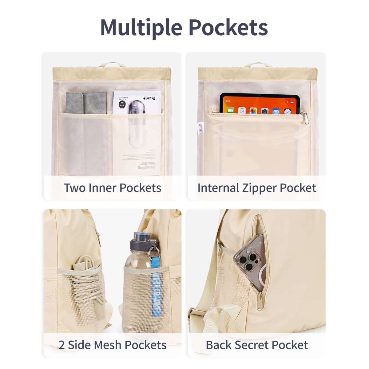 wandf - Vente Sac à cordon de serrage – unisexe - Sac à dos de sport avec cordon de serrage et sangle pour tapis de yoga41