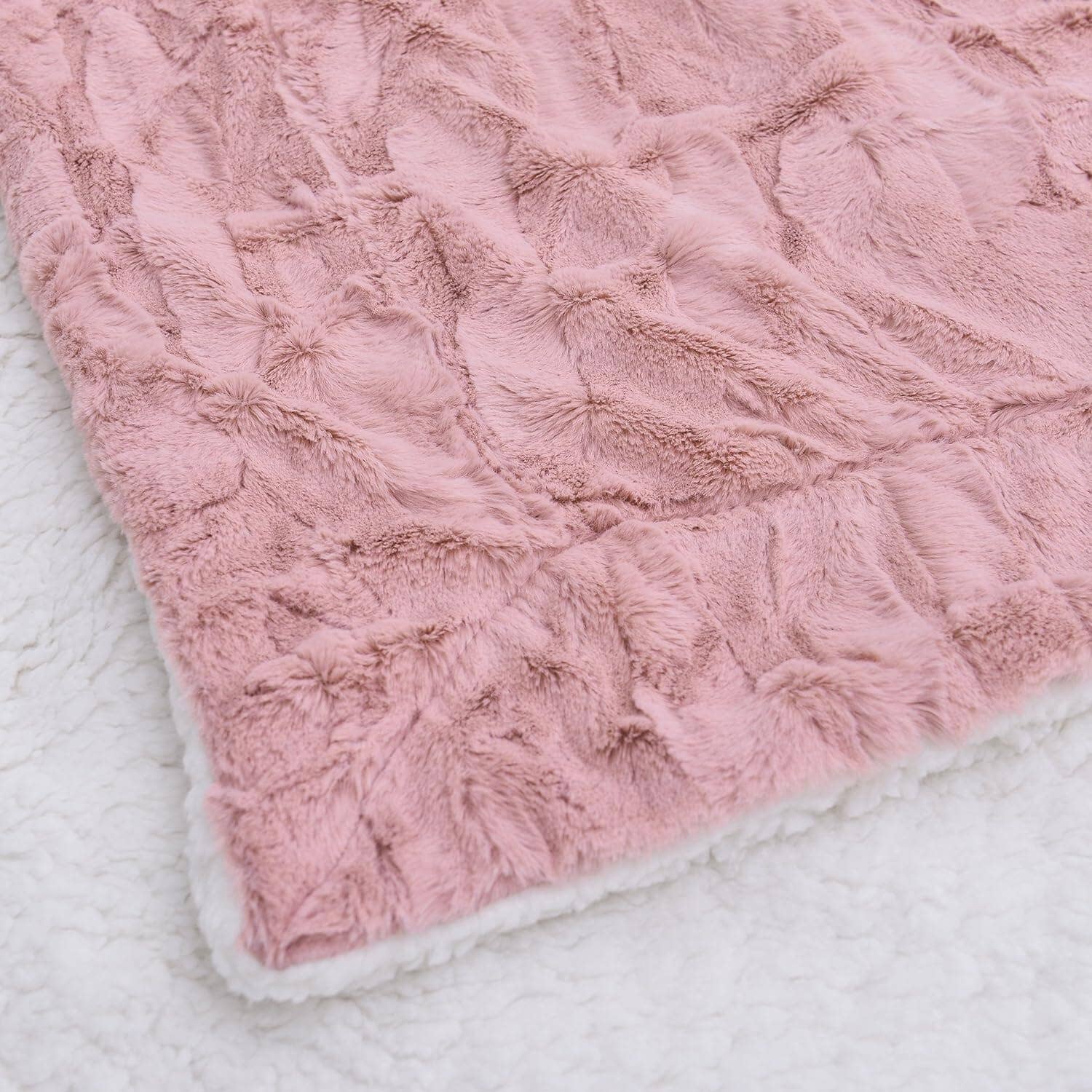 Tache Home Fashion - Wholesale Throw Blanket - Tache Faux Fur Dusty Muted Pink Throw Blanket (#7)3