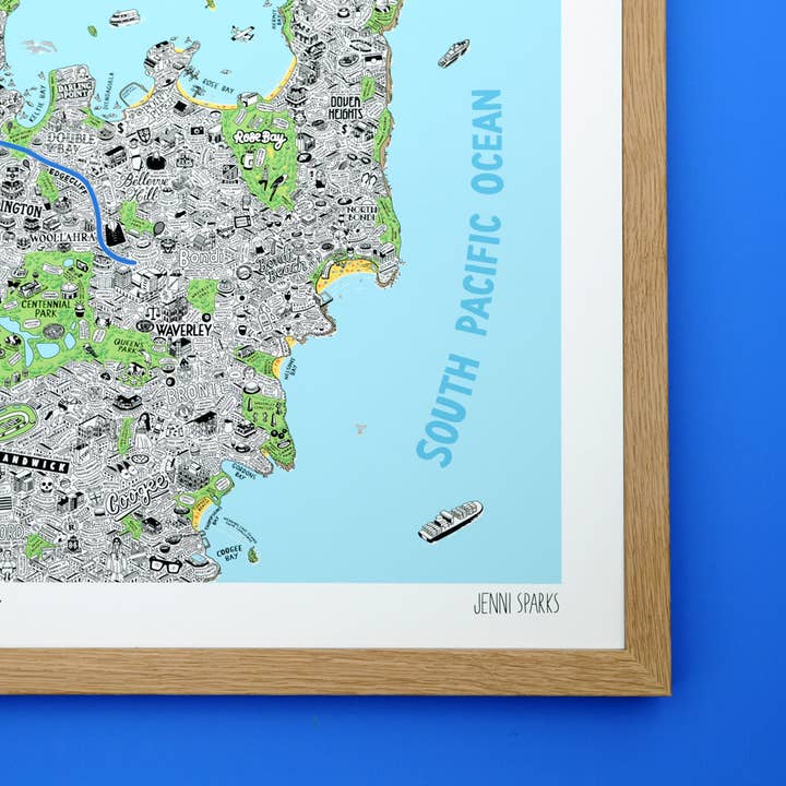 Evermade - Wholesale Art print - Hand Drawn Map of Sydney Art Print2
