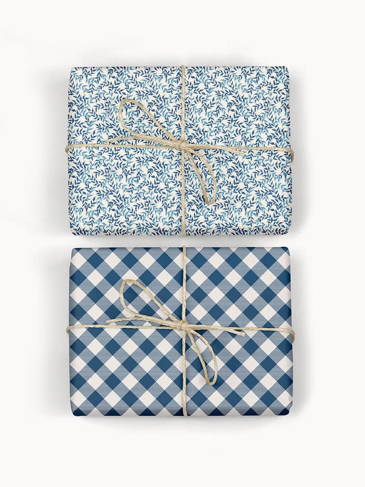 Bluebloom Ivy / Blue Diamond 6pk Gift Wrap Sheets for wholesale by Bespoke Letterpress