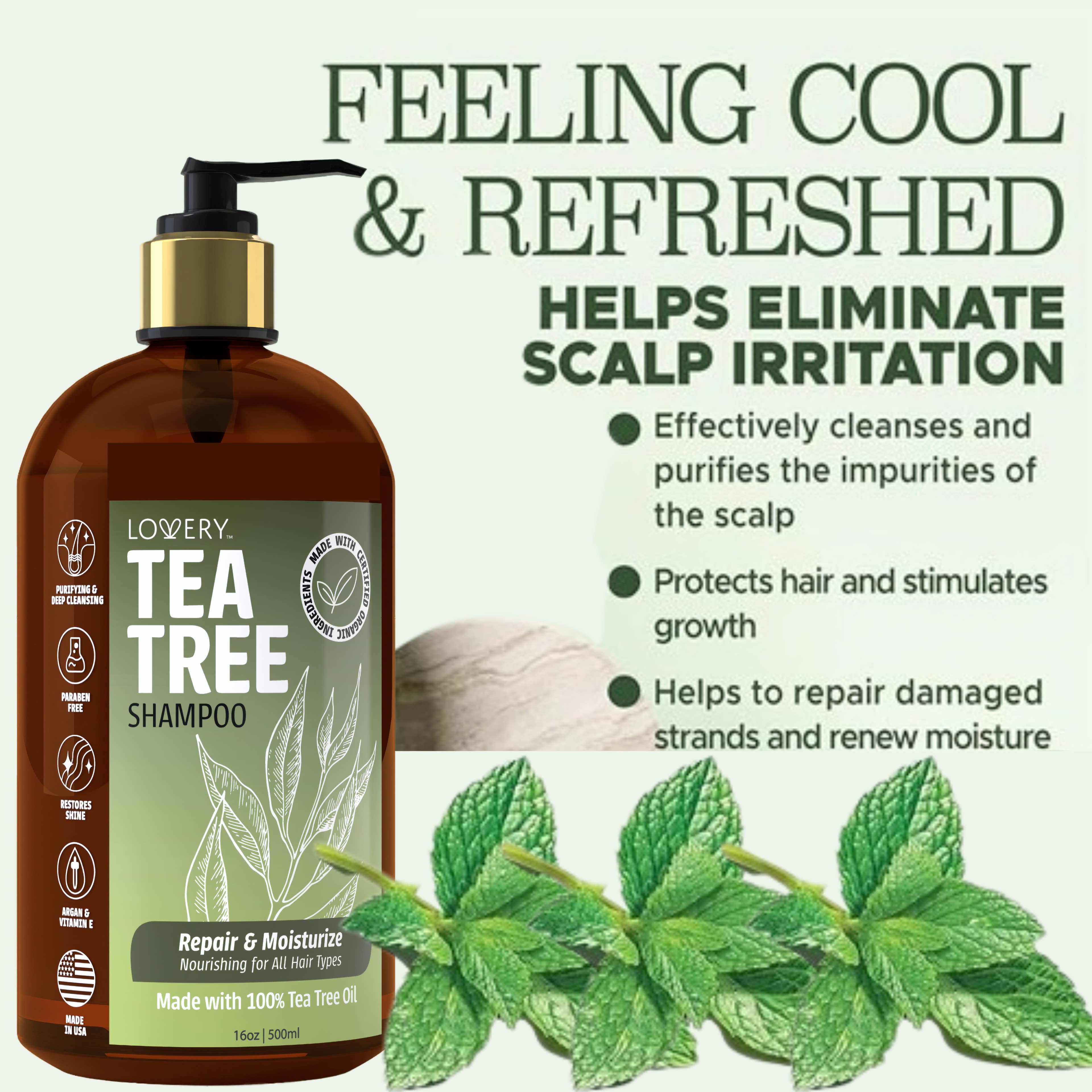 Lovery - Wholesale Hair Shampoo - Tea Tree Shampoo, Made in USA, 16 oz.2