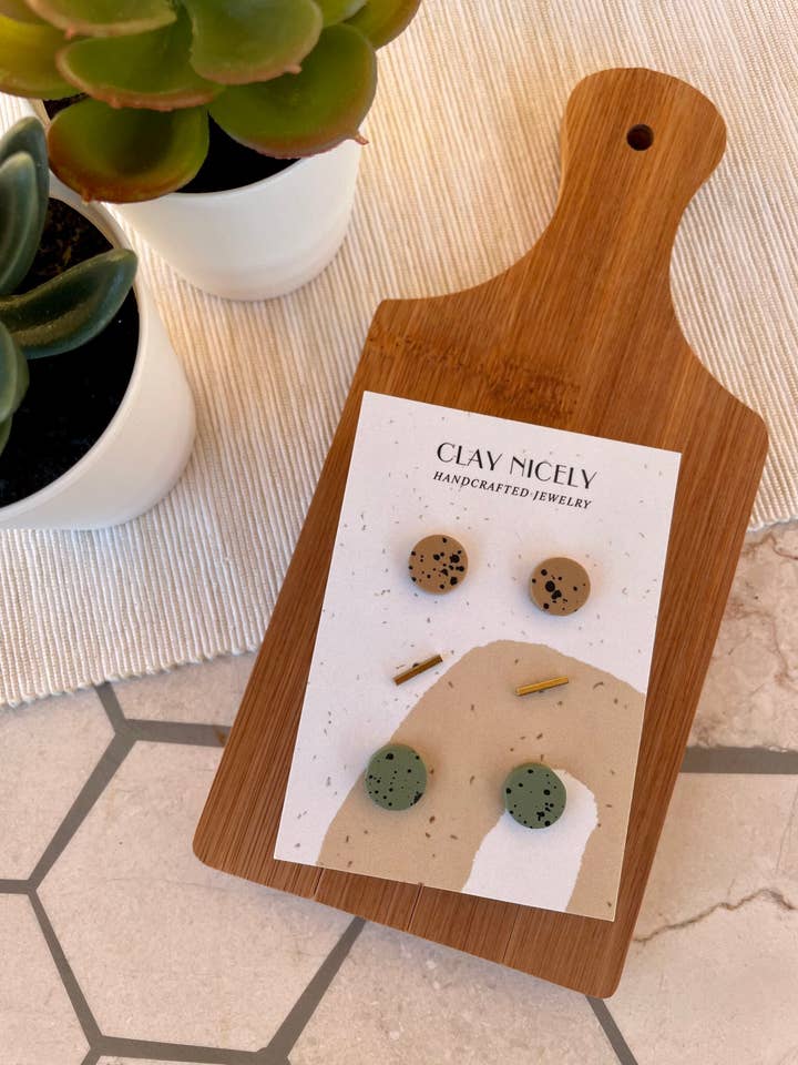 The Everyday Collection | Stud 3-Pack Lightweight Polymer Clay Earrings for wholesale by Clay Nicely