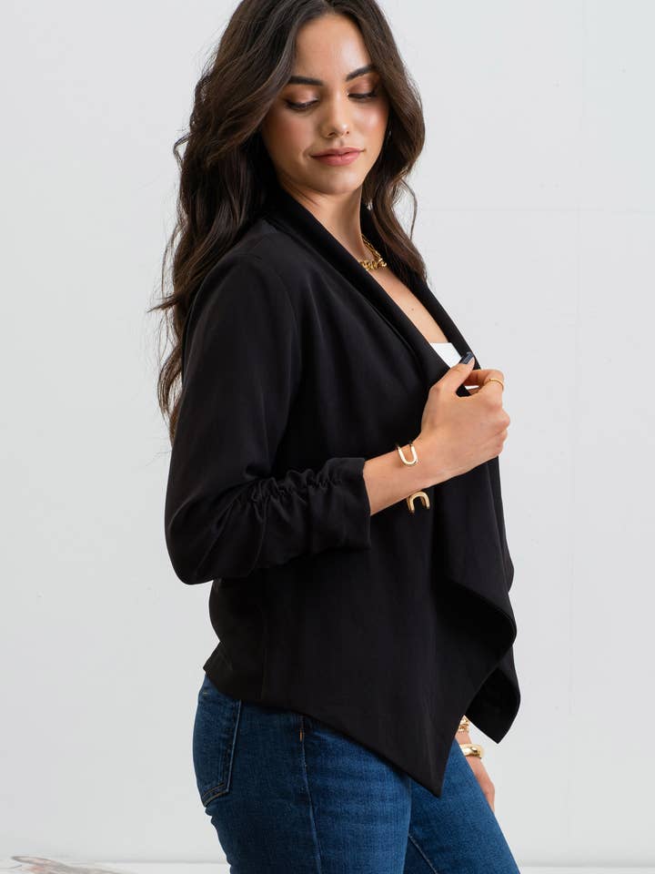 Blu Pepper - Vente Blazer – femme - Blazer à manches 3/4 froncées2