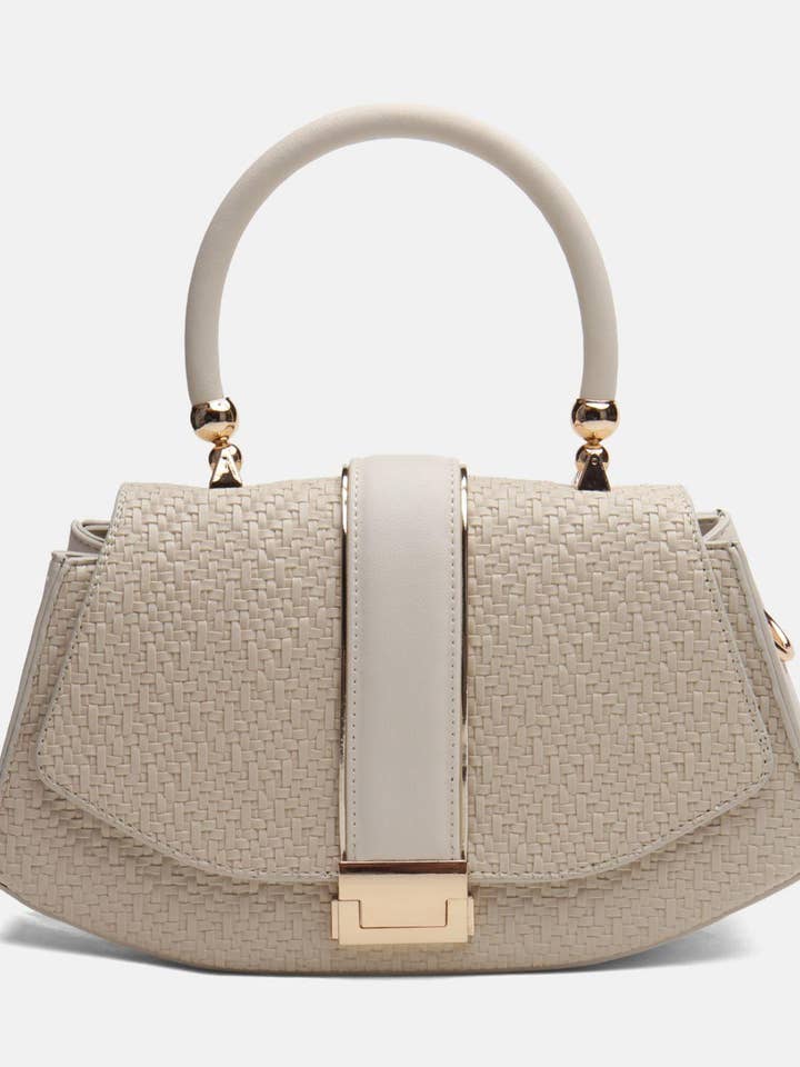 Beige Leather Handbag | Designer Crossbody Bag for wholesale by Anharo