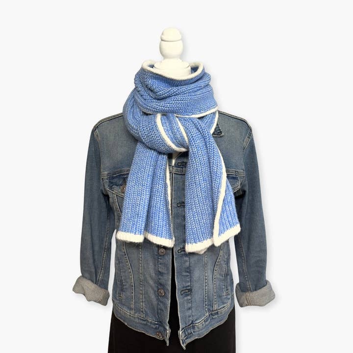 Humble Hilo - Wholesale Scarf - Women's - Humble Hilo Knitted Soft Scarf, Fine Knitted with White Trim33
