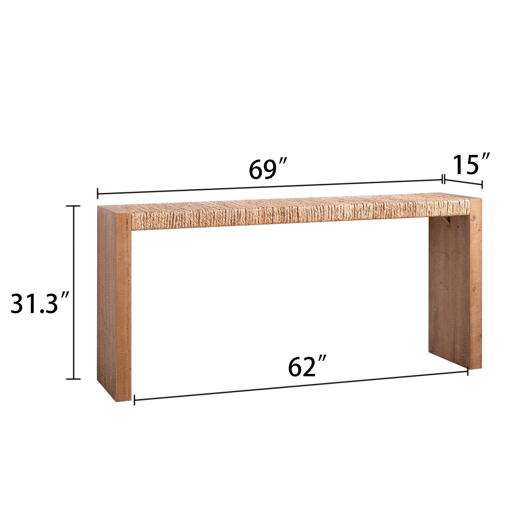 39F Inc. - Vente Console - Console en herbe de mer naturelle de 69" L (dessus tissé à la main)4