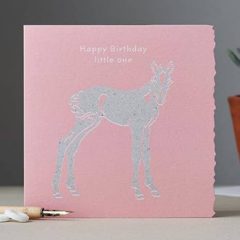Colour Block Pony: Happy Birthday Little One| Greeting Card, Cards, Horse, Equine, Foal, Filly for wholesale by Deckled Edge Ltd