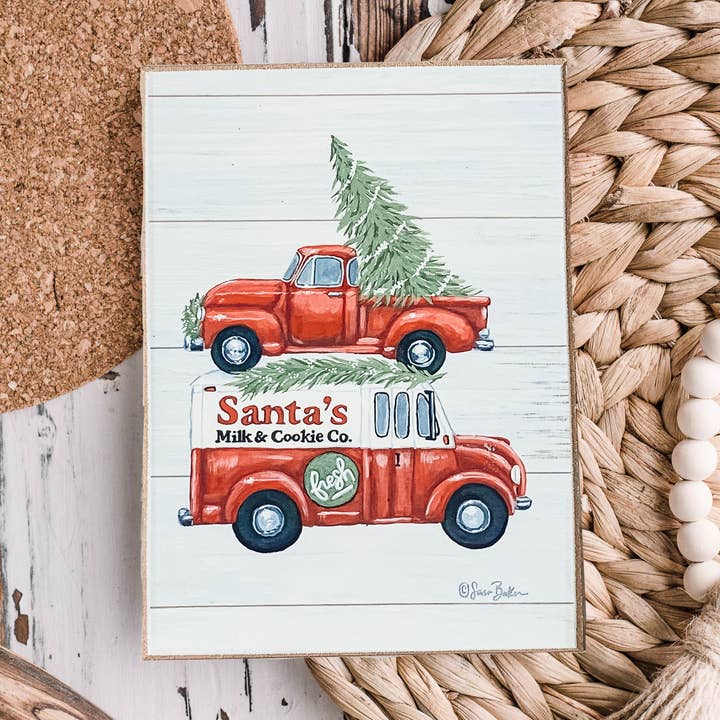 Santa's Milk & Cookies Sign, Christmas Shelf Sign Decoration for wholesale by Gia Roma