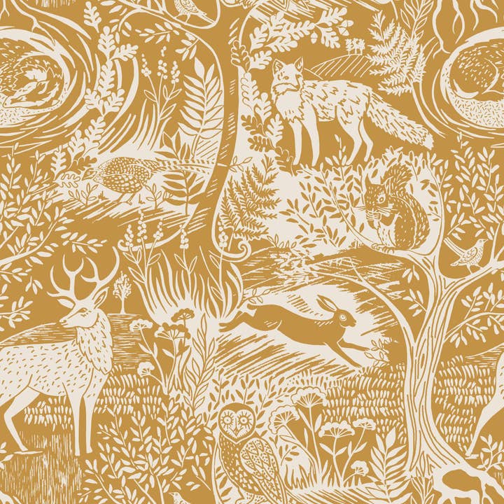Winter Woods Animal Duvet Cover Set Ochre for wholesale on Faire