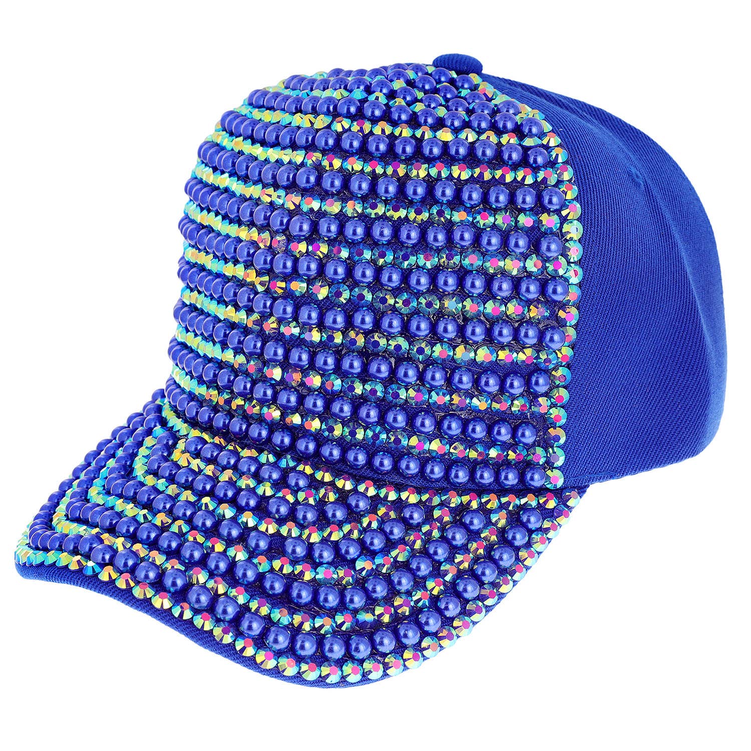 SP Sophia Collection - Wholesale Baseball Cap - Women's - Iridescent Rhinestone & Pearl Bling Baseball Cap2