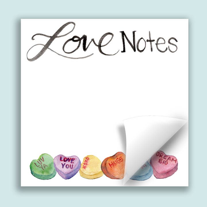 Love Notes Valentine's Notepad for wholesale by Grace Langdon Art