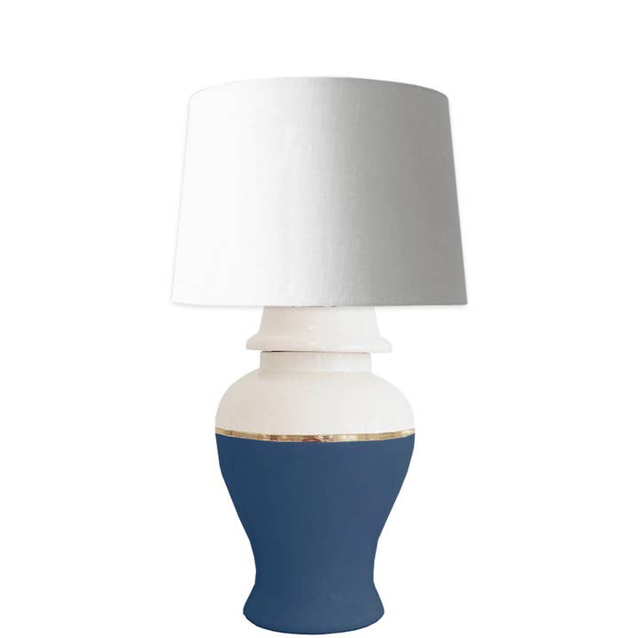 Navy Color Block Ginger Jar Lamp for wholesale by Lo Home | Ruby Clay