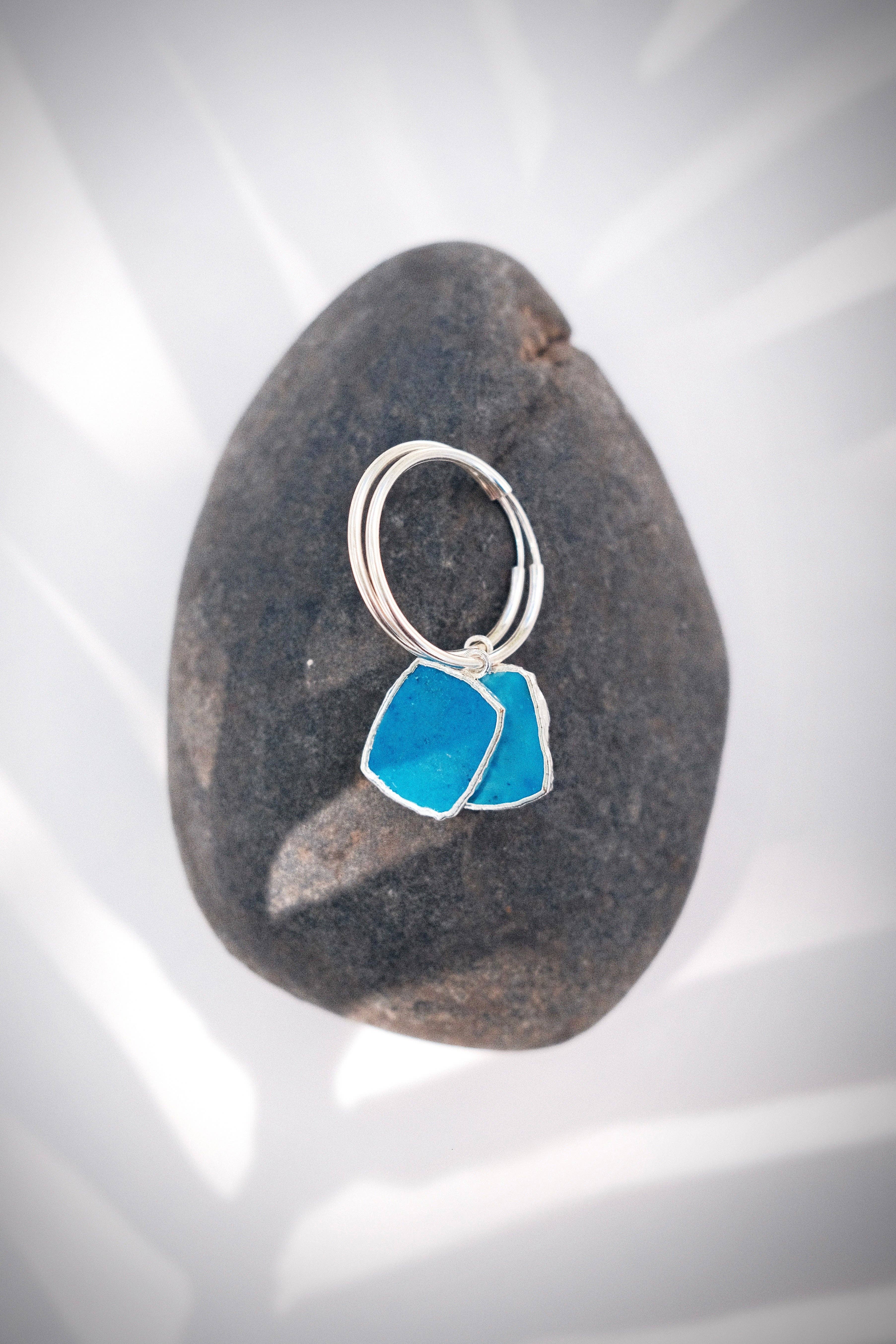 Ke Aloha Jewelry – wholesale Hoop earrings – Howlite Turquoise Silver Medium Hoop Earrings - Silver Alaka'i0