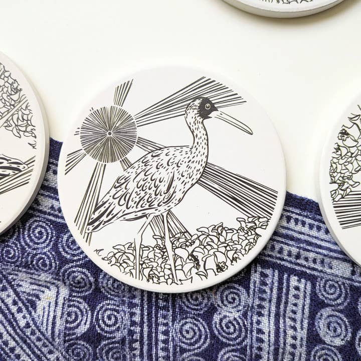 Ceramic Coaster - Limpkin for wholesale by Natalie V. Mason
