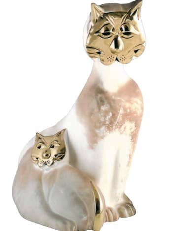 Mother and Child ceramic and gold cat for wholesale by Boutique ArtNika
