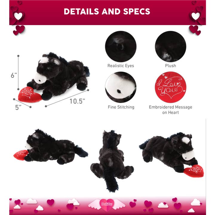 Cota Global - Wholesale Stuffed/Plush Toy - Kids & Baby - Plush I Love You Red Heart & Lying Black Horse2