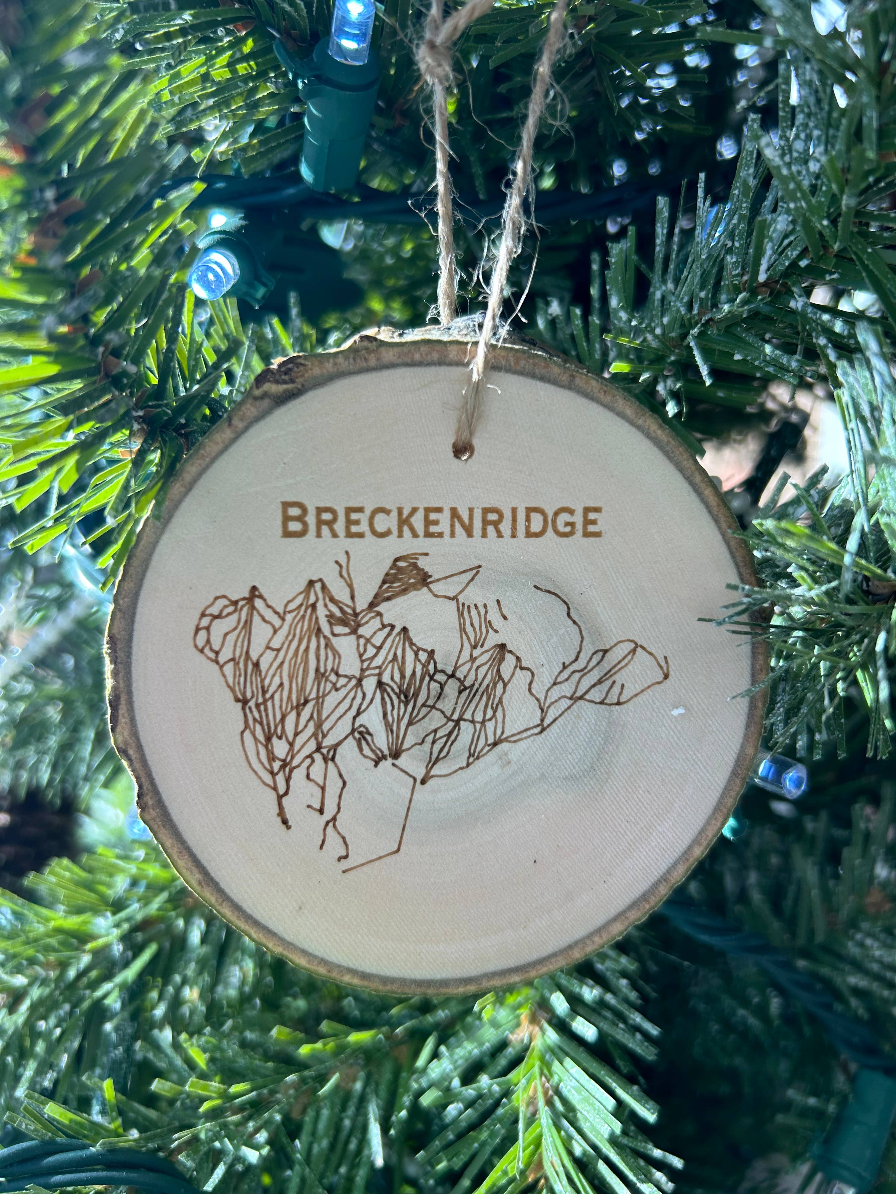 Parks Art Collection - Wholesale Ornament - Breckenridge Ski Resort Map Christmas Ornament, Mountains