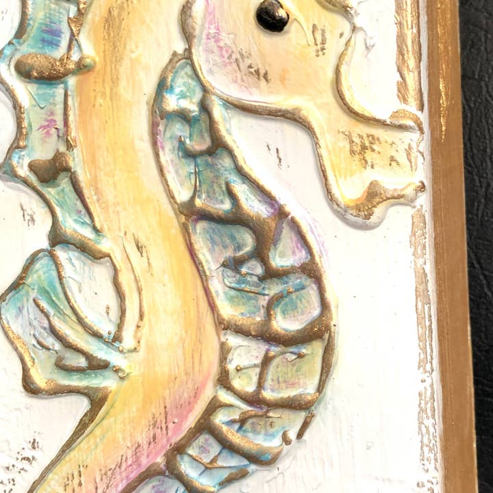 Coddiwomple - Vente Tableau/dessin - Hippocampe peint à la main, plage côtière, nautique4