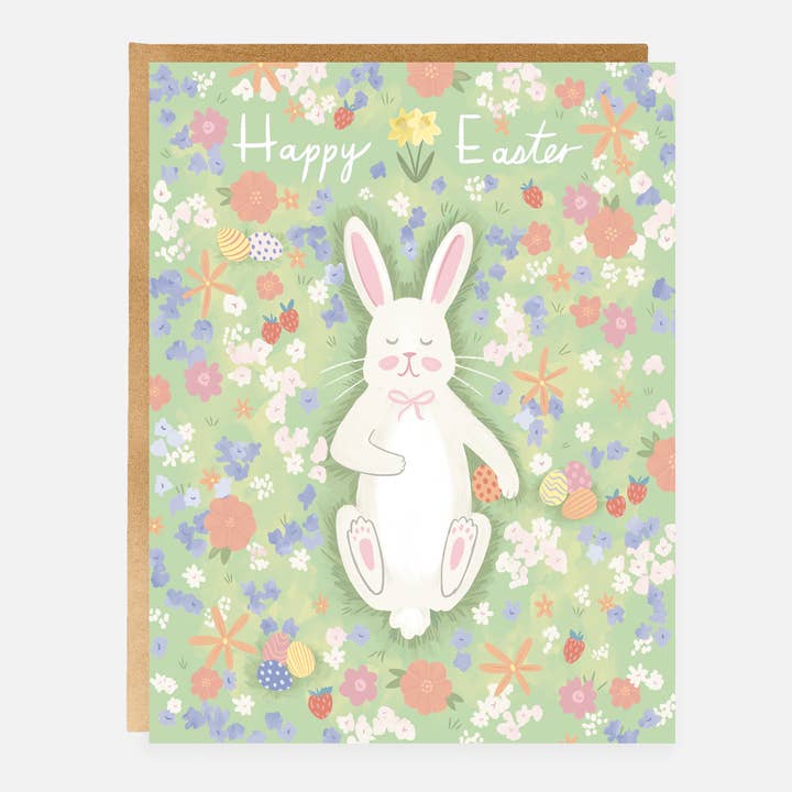 Biglietto di Pasqua - Bunny In Flowers per la vendita all'ingrosso da parte di Ivory Paper Co