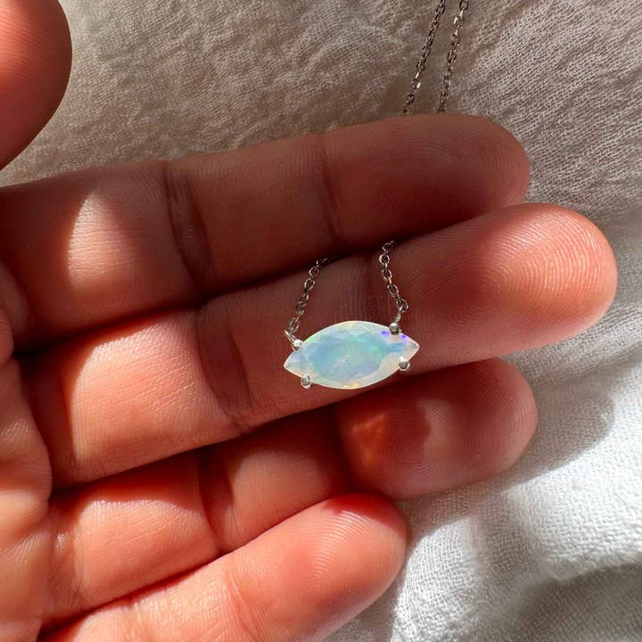 Solitaire Marquise Opal Necklace for wholesale by Kimiya Designs