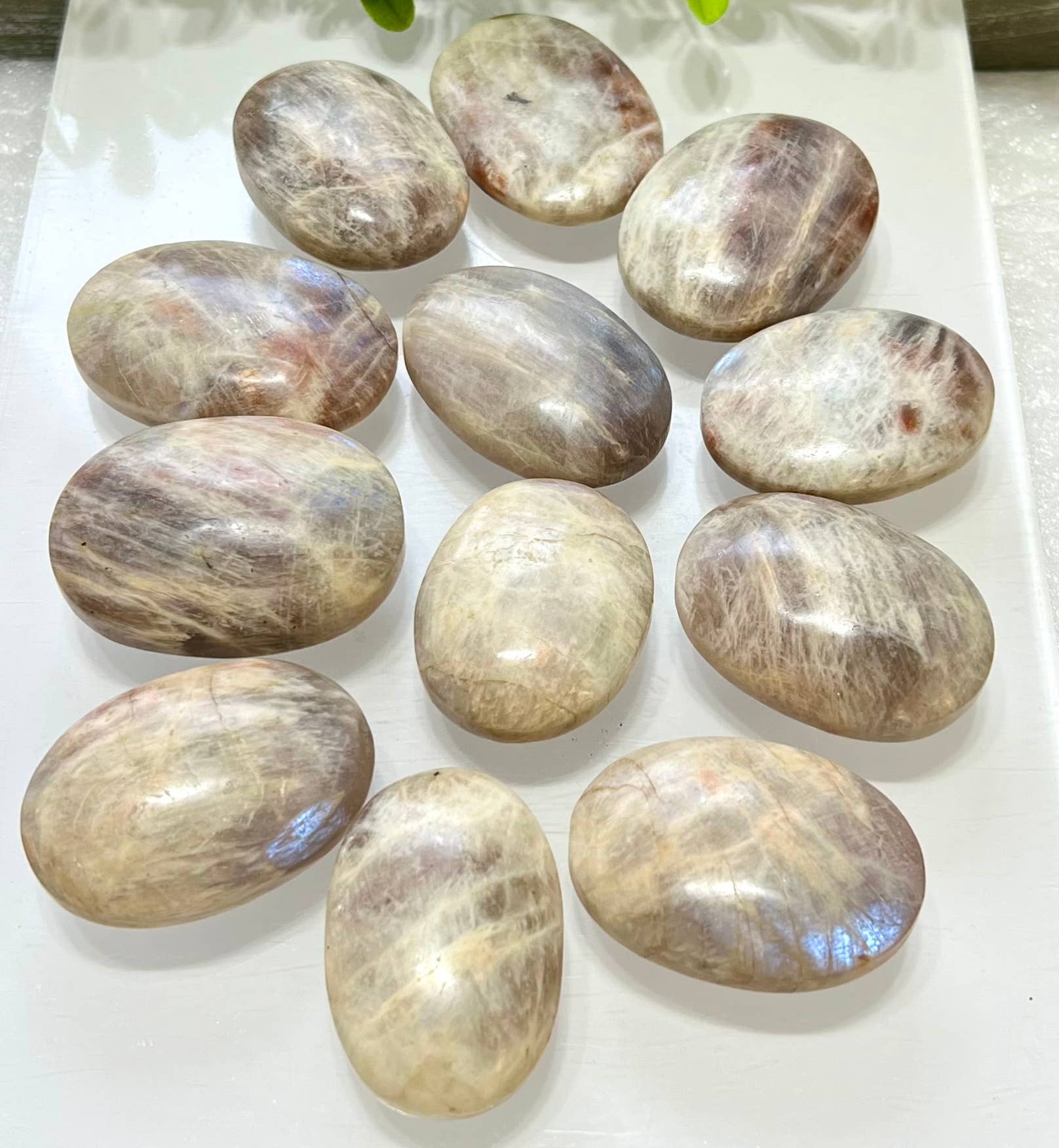 KayleeNYC - Wholesale Spiritual Stone/Crystal - 2 Lbs Natural Moonstone Palm Stone Crystal Nice Quality2