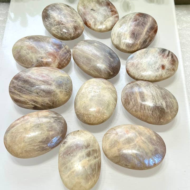 KayleeNYC - Wholesale Spiritual Stone/Crystal - 2 Lbs Natural Moonstone Palm Stone Crystal Nice Quality2