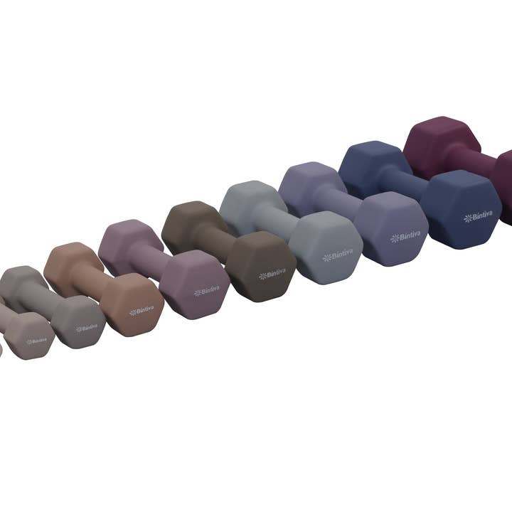 Bintiva - Wholesale Fitness Equipment - Neoprene Hexagon shaped dumbbells - Earth Tones