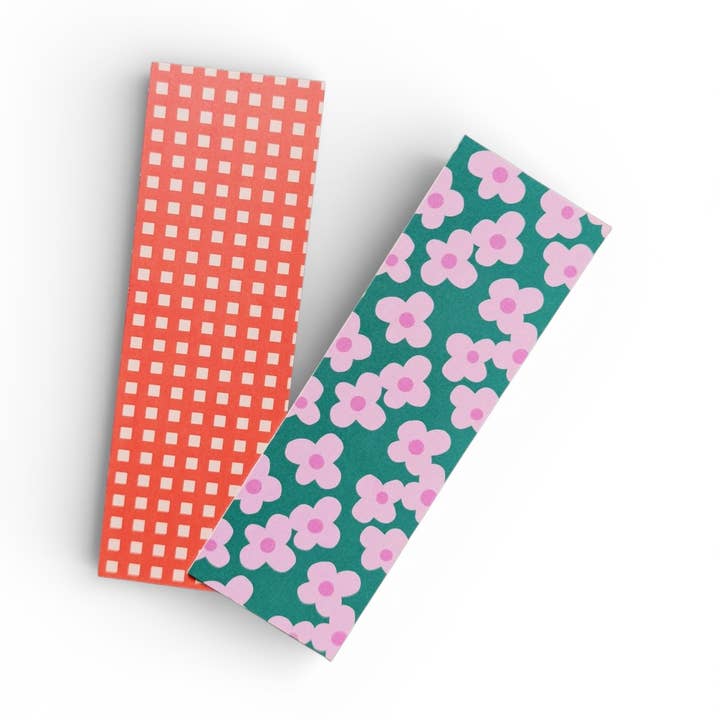 Marque-page en papier à motifs | Fleurs pop - Vert pour la vente par Olive & Company