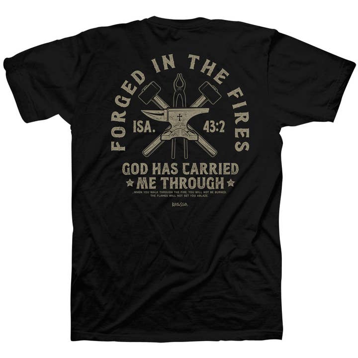 Black Kerusso Christian T-Shirt Forged In Fires for wholesale on Faire