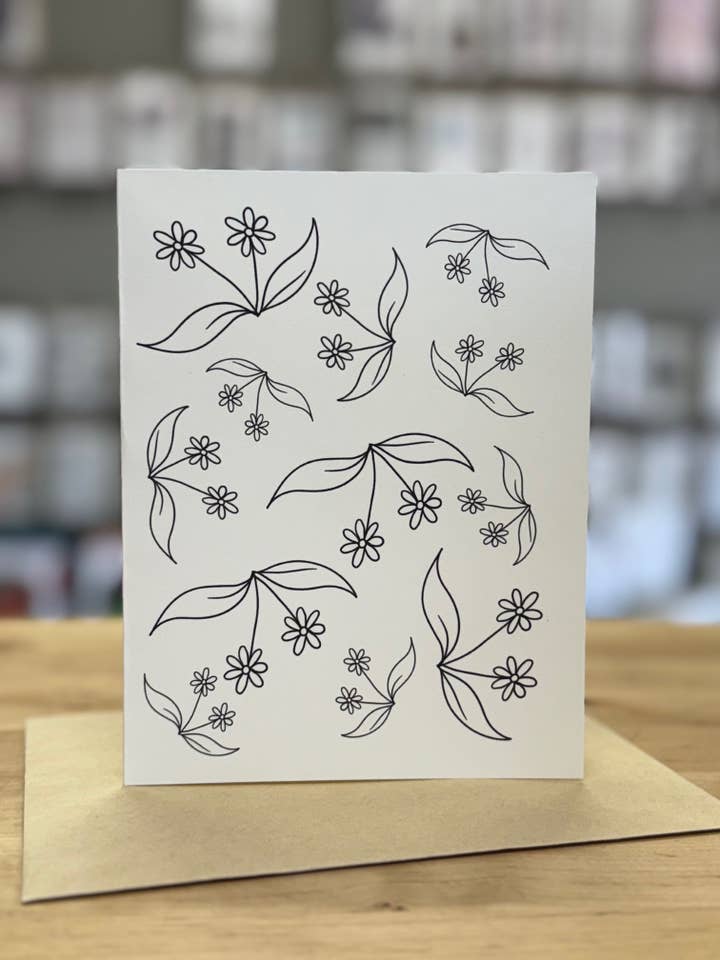 Whimsical Flowers "Color Me" | Greeting Card for wholesale by Covered With Art
