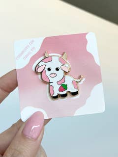Strawberry Cow Enamel Pin for wholesale by DreamyCreationsByJen