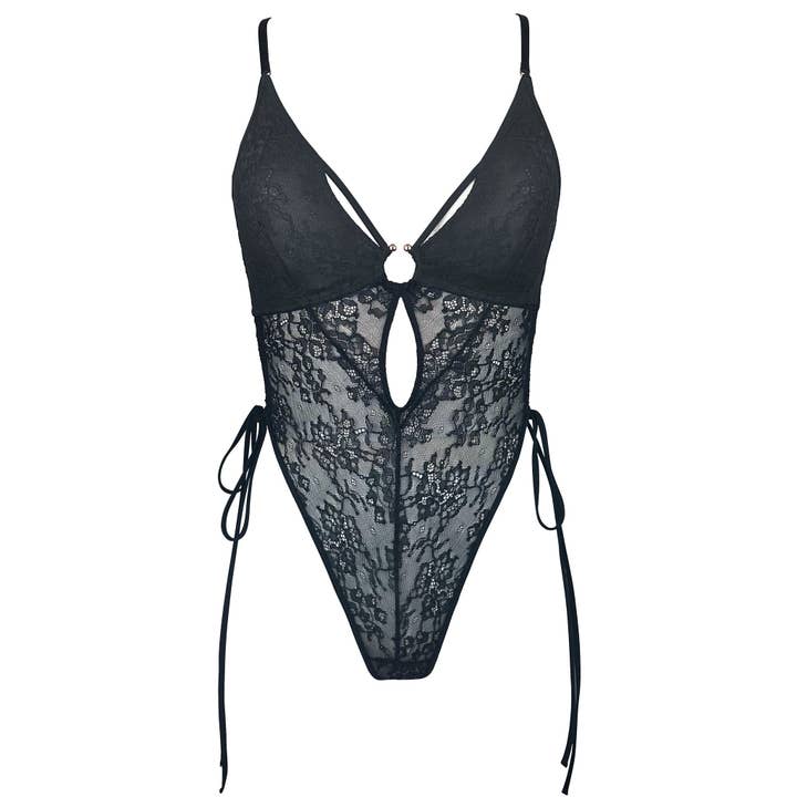 Body Amphitrite à nouer sur le côté noir pour la vente par Monique Morin Lingerie