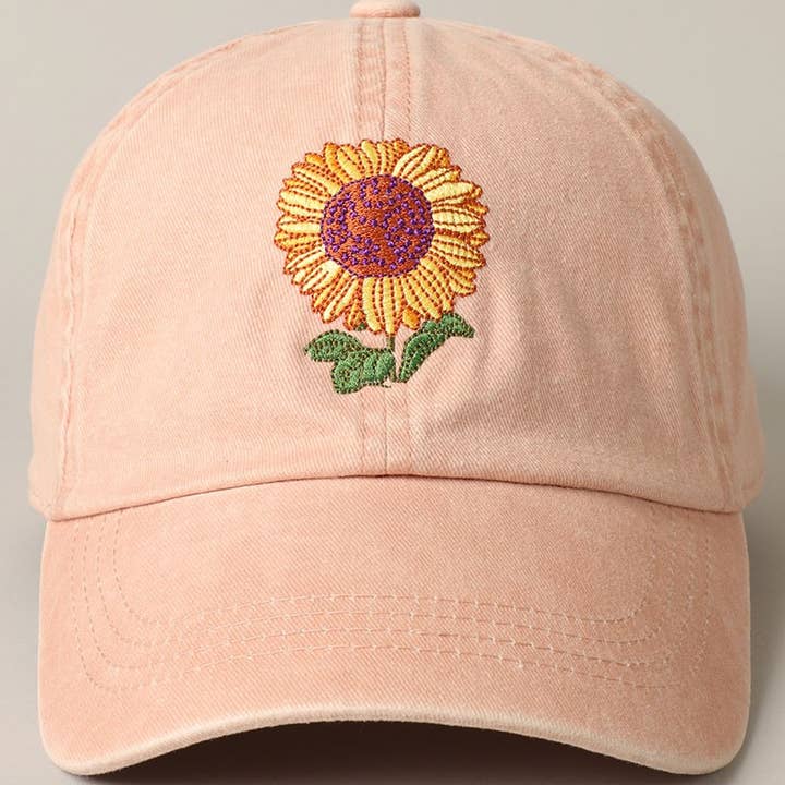 Fashion City - Wholesale Baseball Cap - Women's - Sunflower Embroidery Baseball Cap Hat17