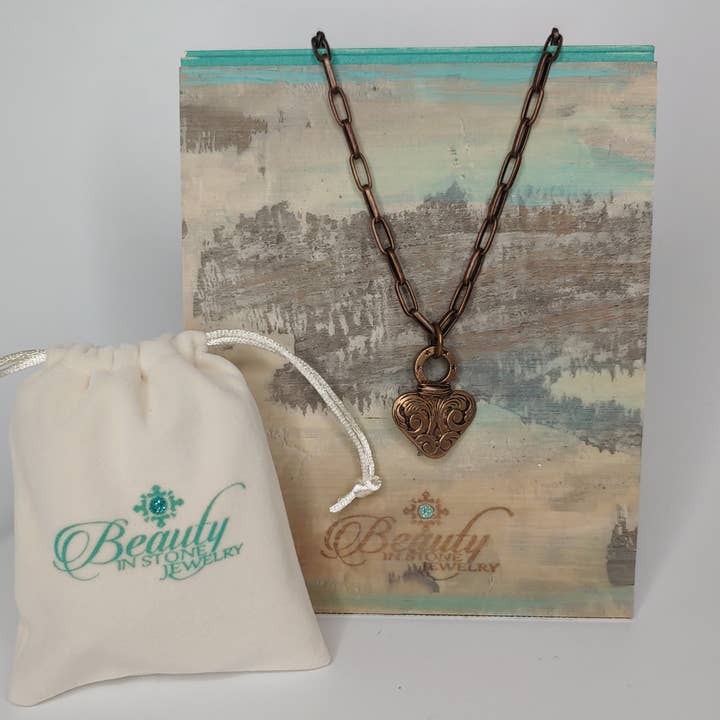 Beauty In Stone Jewelry - Wholesale Pendant/charm necklace - Long Oval Chain With Heart2