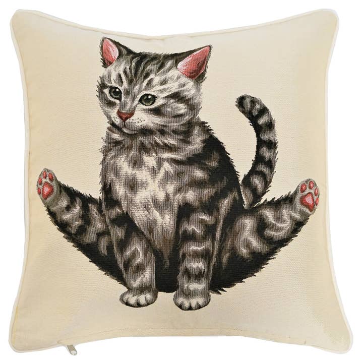 CCOV-PN-YOGAC1 | YOGA CAT 1 PILLOWCASE/CUSHION COVER | DECORATIVE DESIGN FASHION HOME PILLOW 18X18 INCH for wholesale by SignareArt