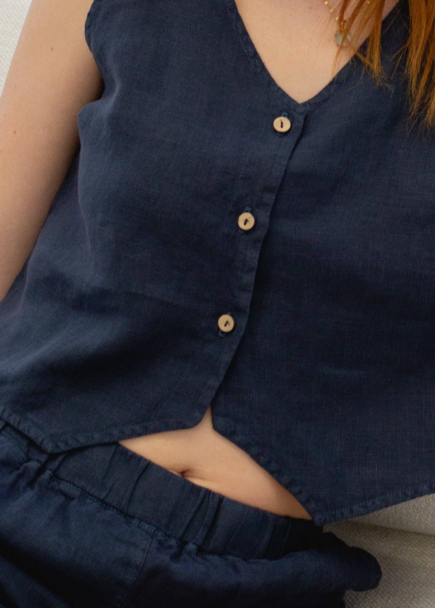 glee + co - Wholesale Suit Vest - Women's - Linen Vest3