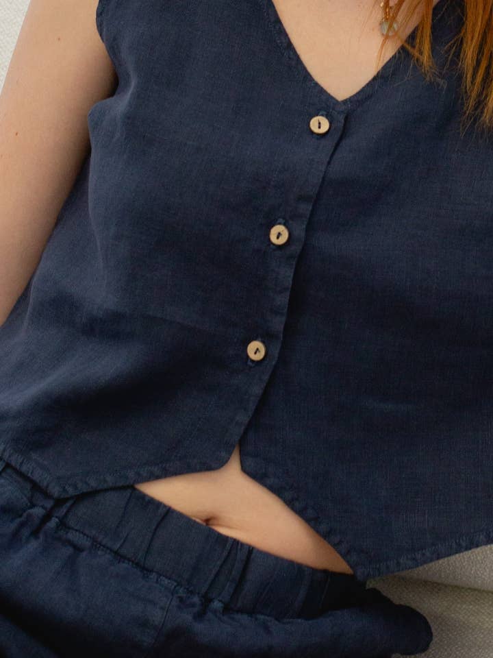 glee + co - Wholesale Suit Vest - Women's - Linen Vest3