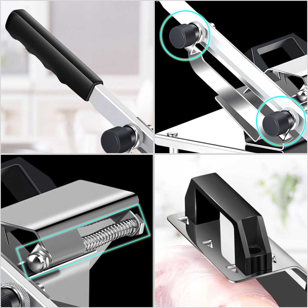 SOGA International Pty Ltd - Vente Ustensile/gadget de cuisine - SOGA 2X Trancheuse Manuelle pour Viande Congelée Machine de Découpe de Viande Poignée Acier Inoxydable de Qualité Commerciale 18/103