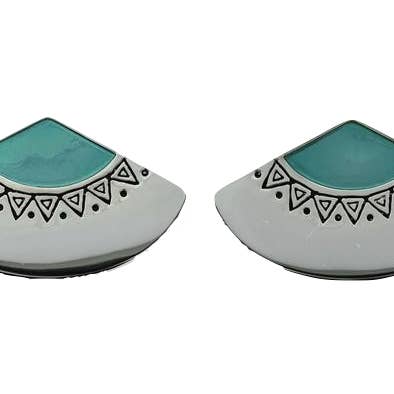 Boucles d'oreilles Fan Uchiwa - Sarcelle pour la vente par Laurel Burch Studios