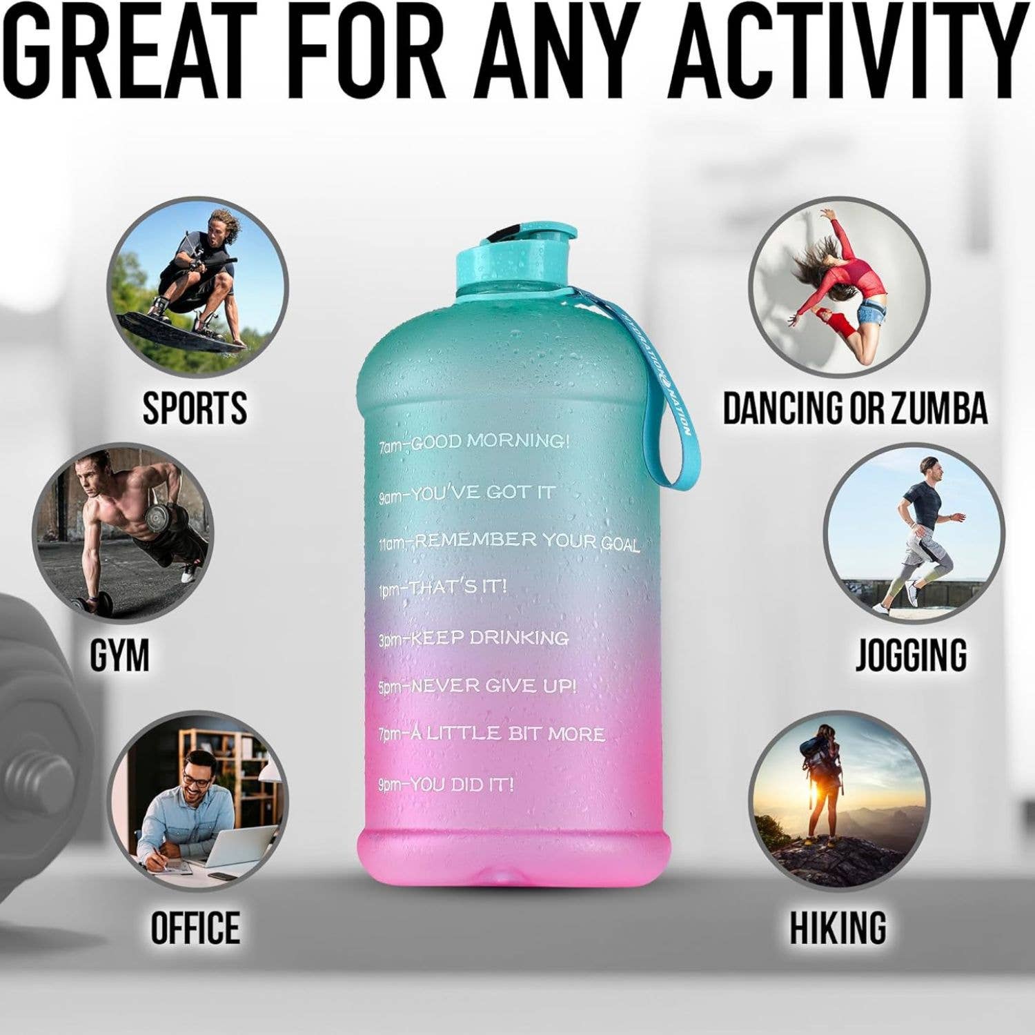 Zulay Kitchen - Wholesale Water Bottle - 1-Gallon Water Bottle with Time Marker – Leak-Proof6